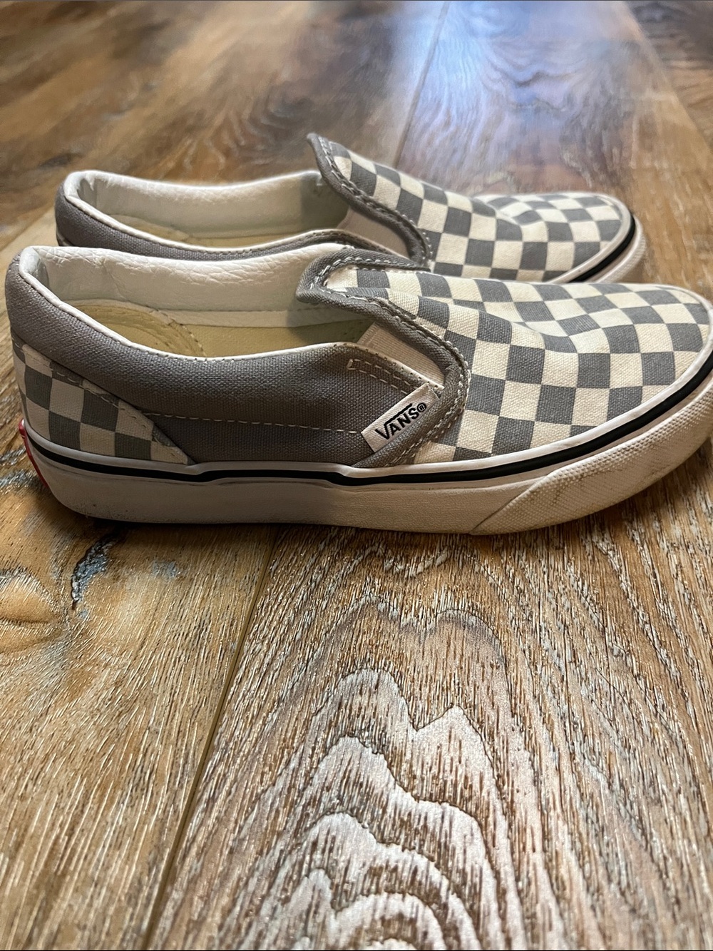 Vans Kids Checkerboard Slip-On Sneakers - Gray & White